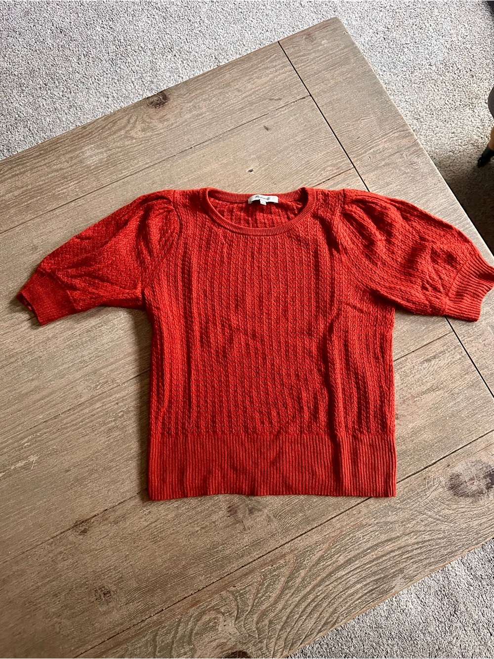 Madewell Red Short-Sleeve Crewneck Sweater